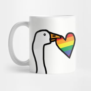 Portrait of Gaming Goose Stealing Pride Heart on Valentines Day Mug